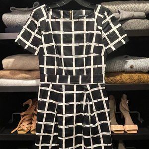 French Connection Size 4 Black and White Mini Dress
